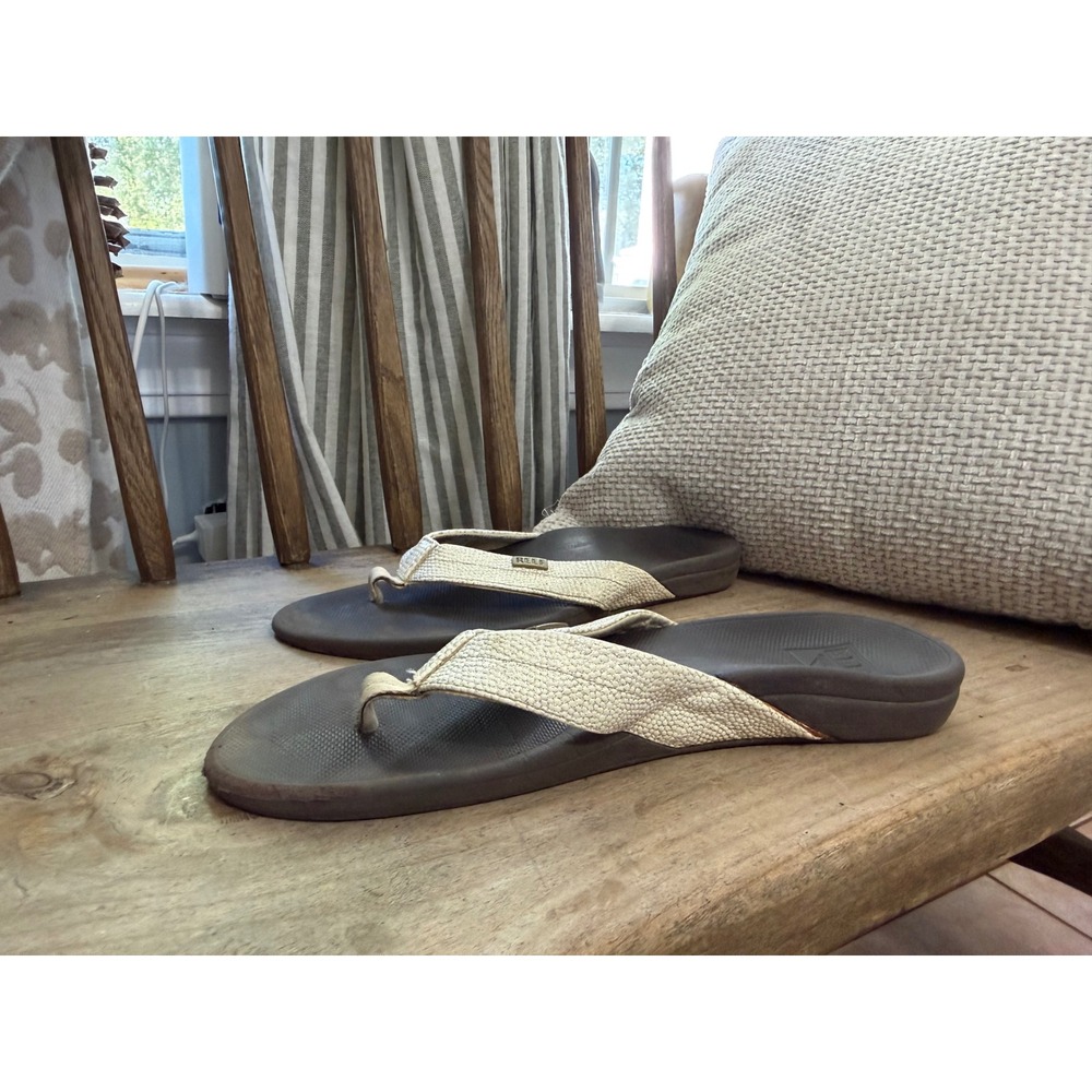 Reef Ortho-Bounce Coast Flip Flops Womens 9 Brown Cream Textured Sandals